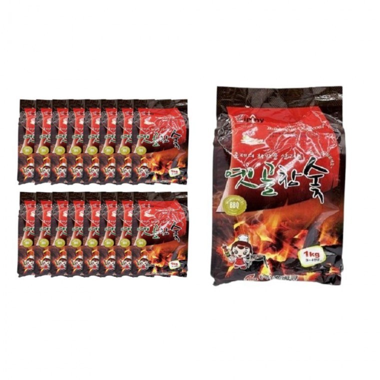 지피니 옛골 참숯 1kg + 착화제 포함 16개입 1박스 - 상품 이미지
