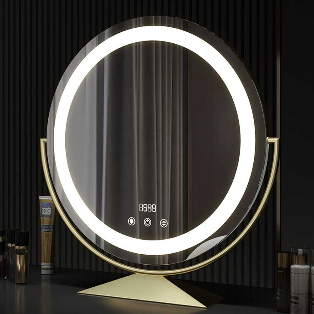 LED 탁상 화장 원형 거울 용 미용실 화장대 스마트 회전 - 상세 이미지 3