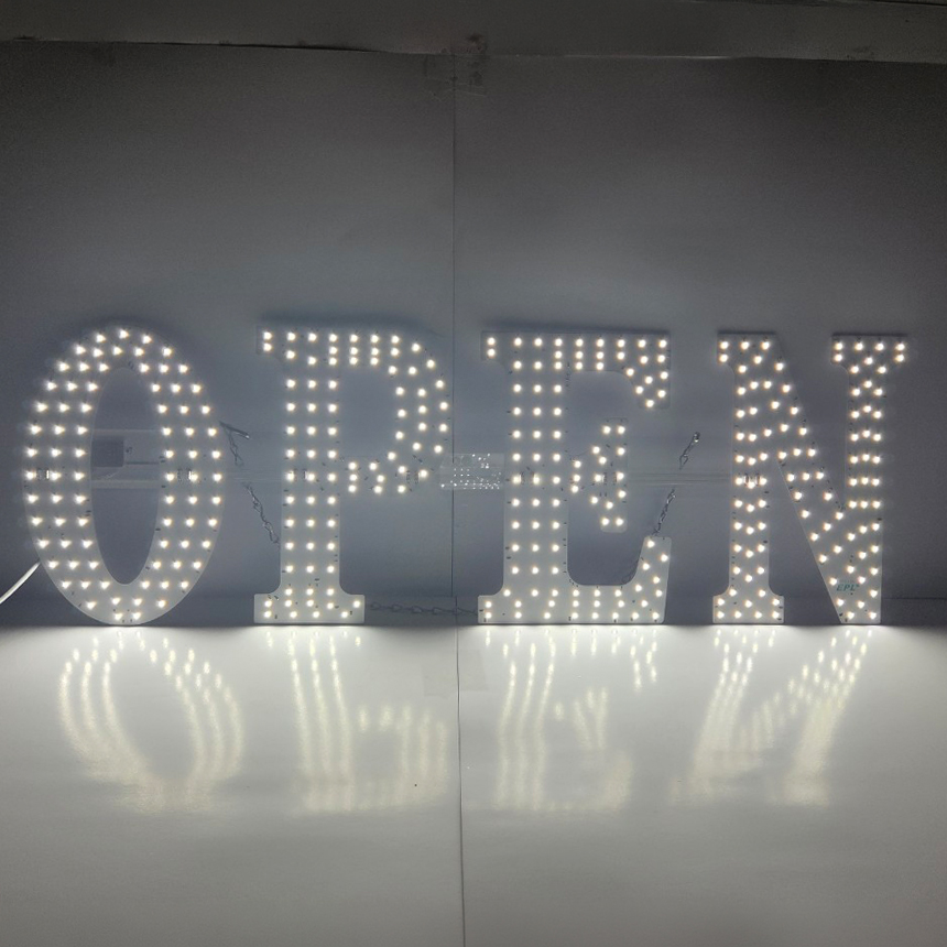 EPL OPEN 오픈 LED 전광판 조명 간판 영업중 개업 리모컨 24W, 화이트, 53x18cm - 상품 이미지