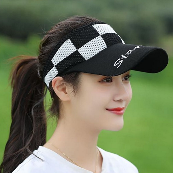 라운딩 여성 골프 모자 스포츠 남성 사계절 모자 캡 메쉬 선 썬 야외 활동 넓은 운동 체크 - 상품 이미지