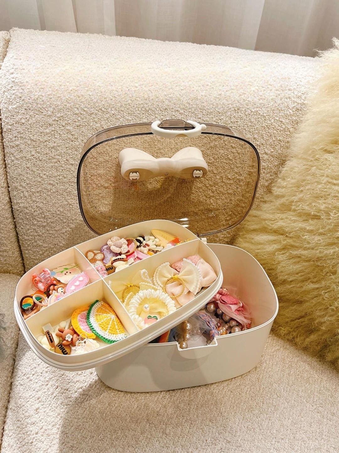악세사리함 공주 보석함 머리핀 정리함 보관함 리본 치킨-[치즈옐로] 베이비그레이드 소재 - 상품 이미지