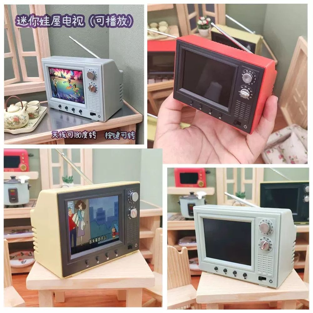 미니 TV 미니어처 인테리어 레트로 빈티지 장식 소품 거실 미니가구 텔레비전 - 상세 이미지 2