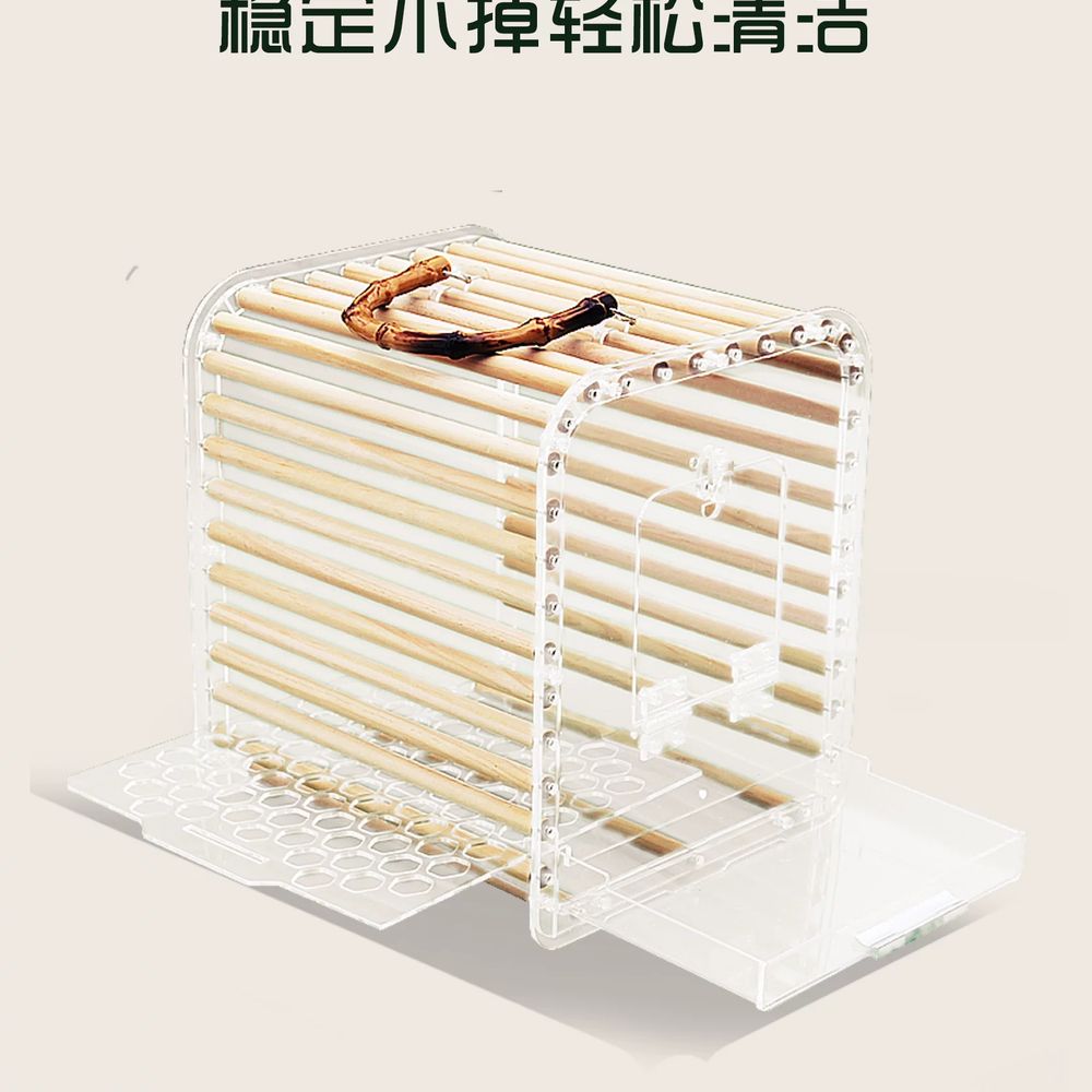 휴대용 이동장 앵무새 새장 아크릴 케이지 투명 이동가방 조류 산책 캐리어 - 상세 이미지 5