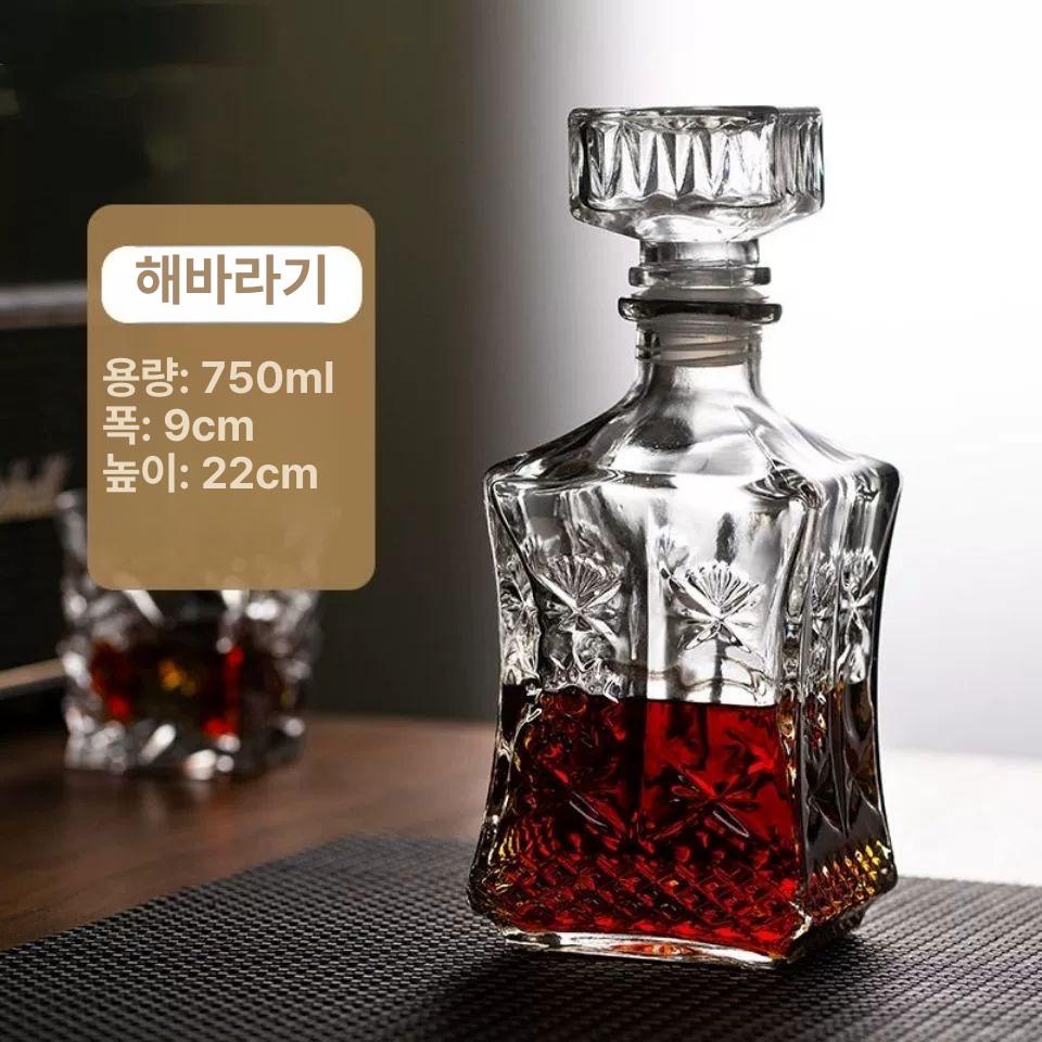 유리병 양주병 가정용 와인병 저장병 위스키 라지 스퀘어 베이스 플라워 - 상세 이미지 4