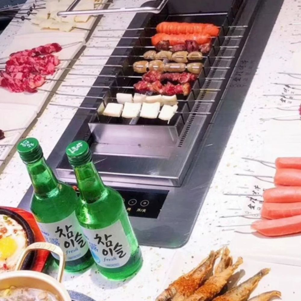 상업용 양꼬치기계 업소용 자동 꼬챙이 그릴 숯불 바베큐 회전 꼬치구이기 - 상세 이미지 4