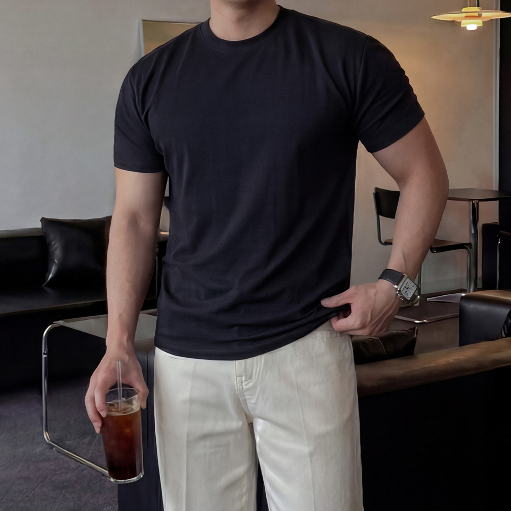 1+1 머슬핏반팔 짐웨어 흰티 흰색면티 남자흰색반팔티 - 상세 이미지 3