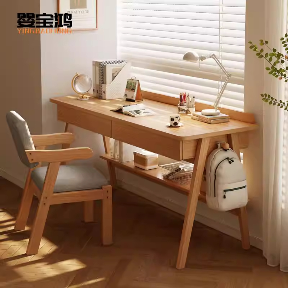원목 미니 책상 작은 거실 우드 테이블 데스크 화장대 60cm - 상세 이미지 2