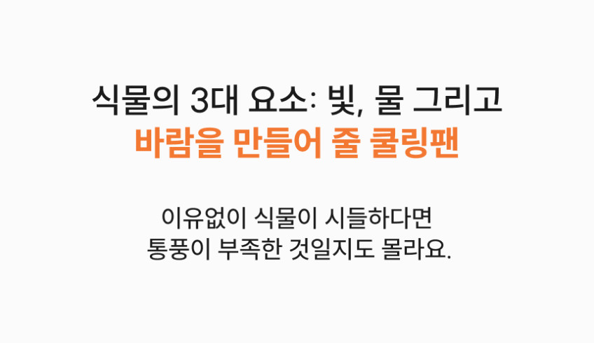 식물 선풍기 2세대 쿨링팬 풀부채 방수잭 판매처 상세 정보 이미지 1