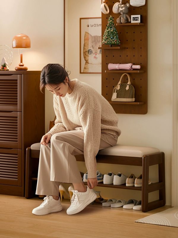 원목 스툴 미니 벤치 수납의자 카페 신발장 현관 입구 인테리어 좌석 - 상세 이미지 3
