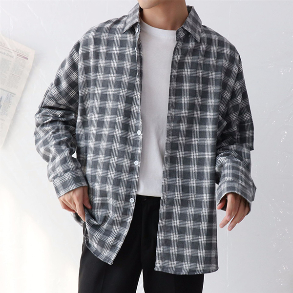 체크 패턴 3컬러 남성 캐주얼 데일리 남방 긴팔 셔츠 INSUM 22N 남자 - 상품 이미지