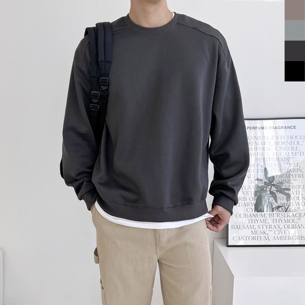 GBB H790M 남자 커플 사선 디테일 핏좋은 맨투맨 티셔츠 남자상의 빅사이즈 봄 - 상품 이미지