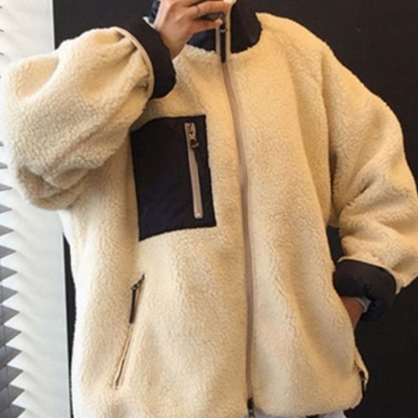 오버핏 여성 플리스 집업 뽀글이 여성 양털 후리스 데일리 자켓 겨울 따뜻한 하이넥 캐주얼 - 상품 이미지