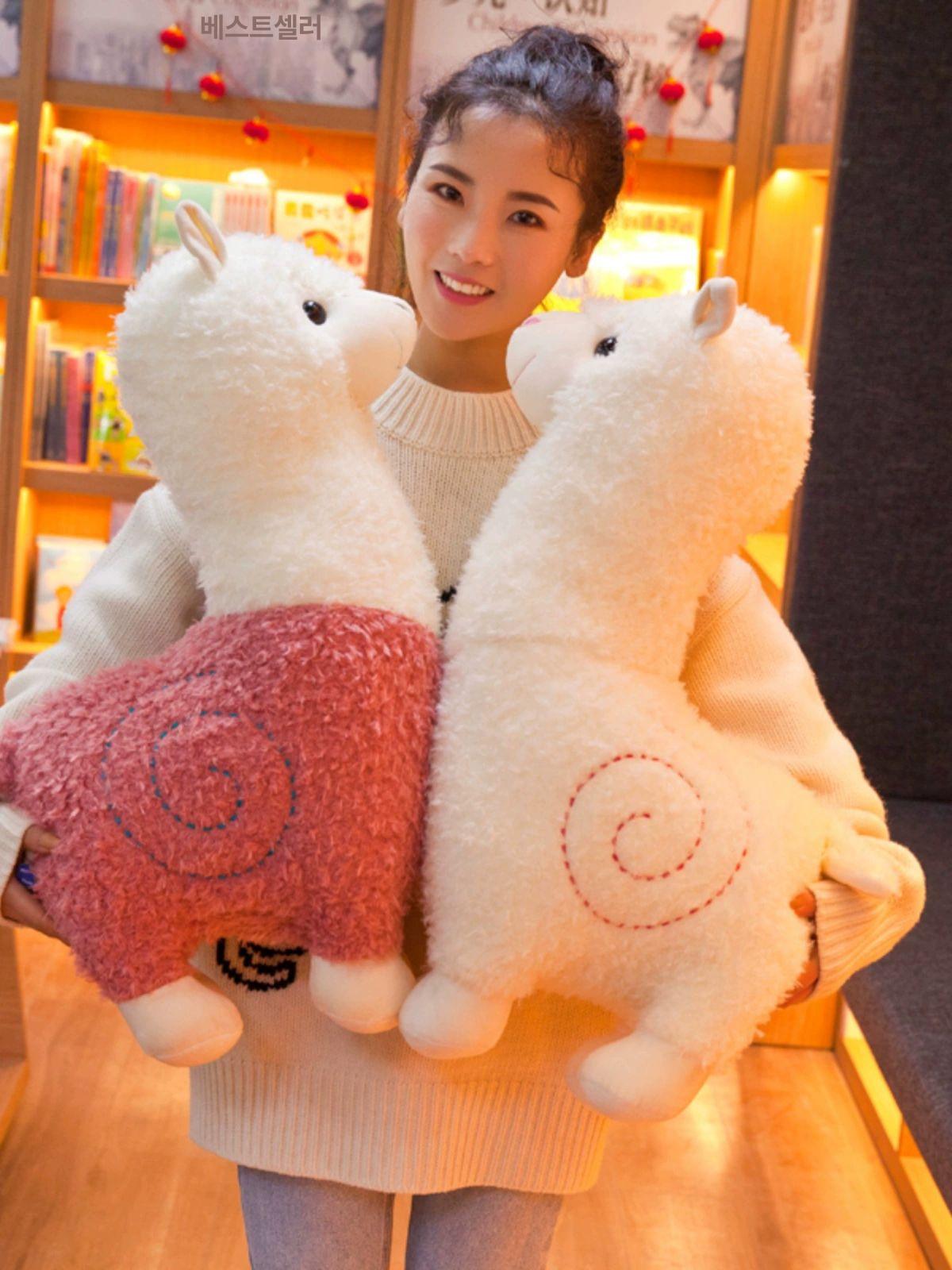 선물 라마 인형 대형 날 낙타 알파카 화이트 46cm - 상세 이미지 3