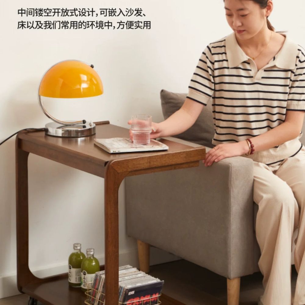 바퀴달린 사이드테이블 이동식 원목 협탁 서빙카트 캐스터 거실 간이 침대협탁 - 상세 이미지 4