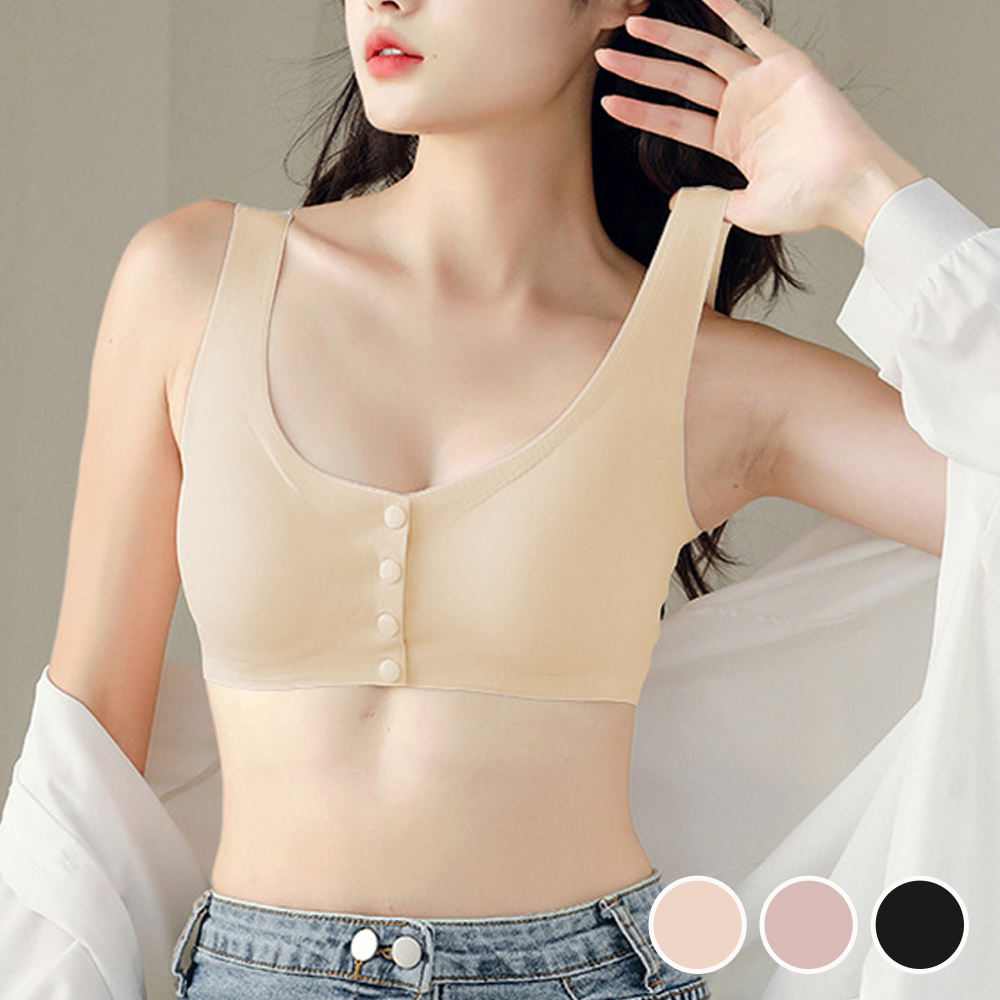 앞 똑딱이 노와이어 무봉제 심리스 편안한 속옷 여성 브라 앞똑딱이 노와이어브라 편한 - 상품 이미지