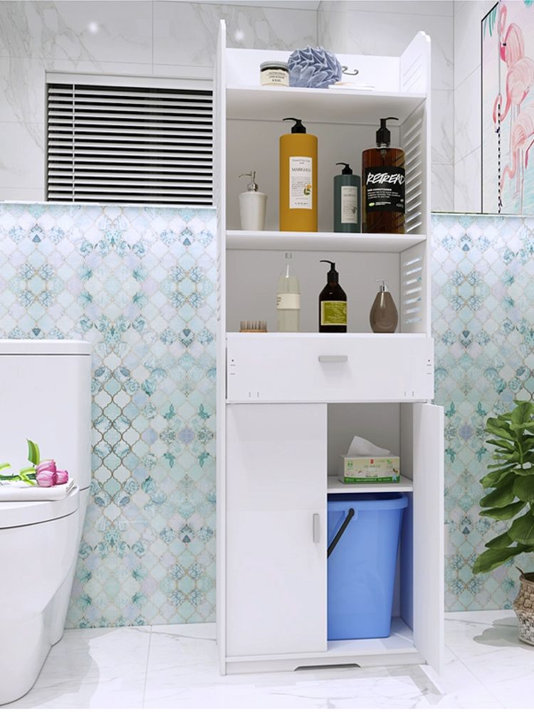 화장실 수납장 욕실 코너형 캐비닛 화이트 소형 상부 타월 벽걸이 정리함 - 상세 이미지 3