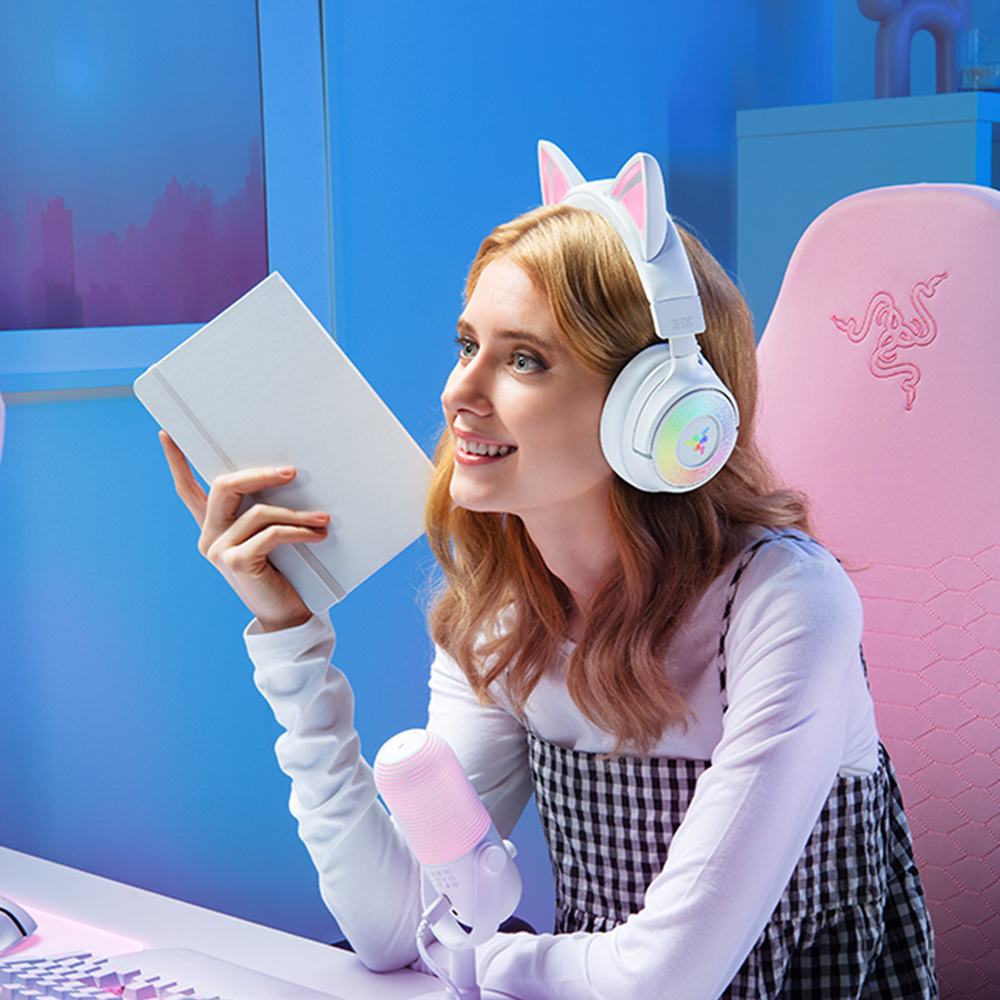 레이저코리아 Kraken Kitty V3 PRO 고양이귀 게이밍 헤드셋 화이트 이미지 7