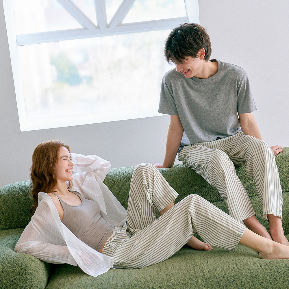 [하이픈] 버티컬 9부 브리즈핏 남녀공용 잠옷 바지 - 상품 이미지