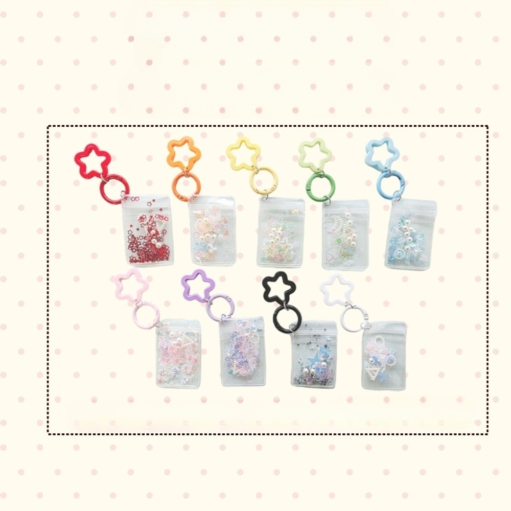 J2K 카네이션 모루 글리터 파츠 지퍼백 키링 DIY KIT 만들기 모루공예 키홀더 - 상세 이미지 2