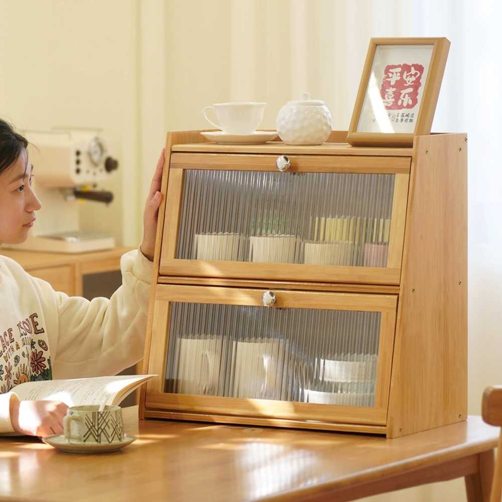 원목 그릇 진열장 컵 주방 용 보관 접시 수납대 캐비닛 - 상세 이미지 2
