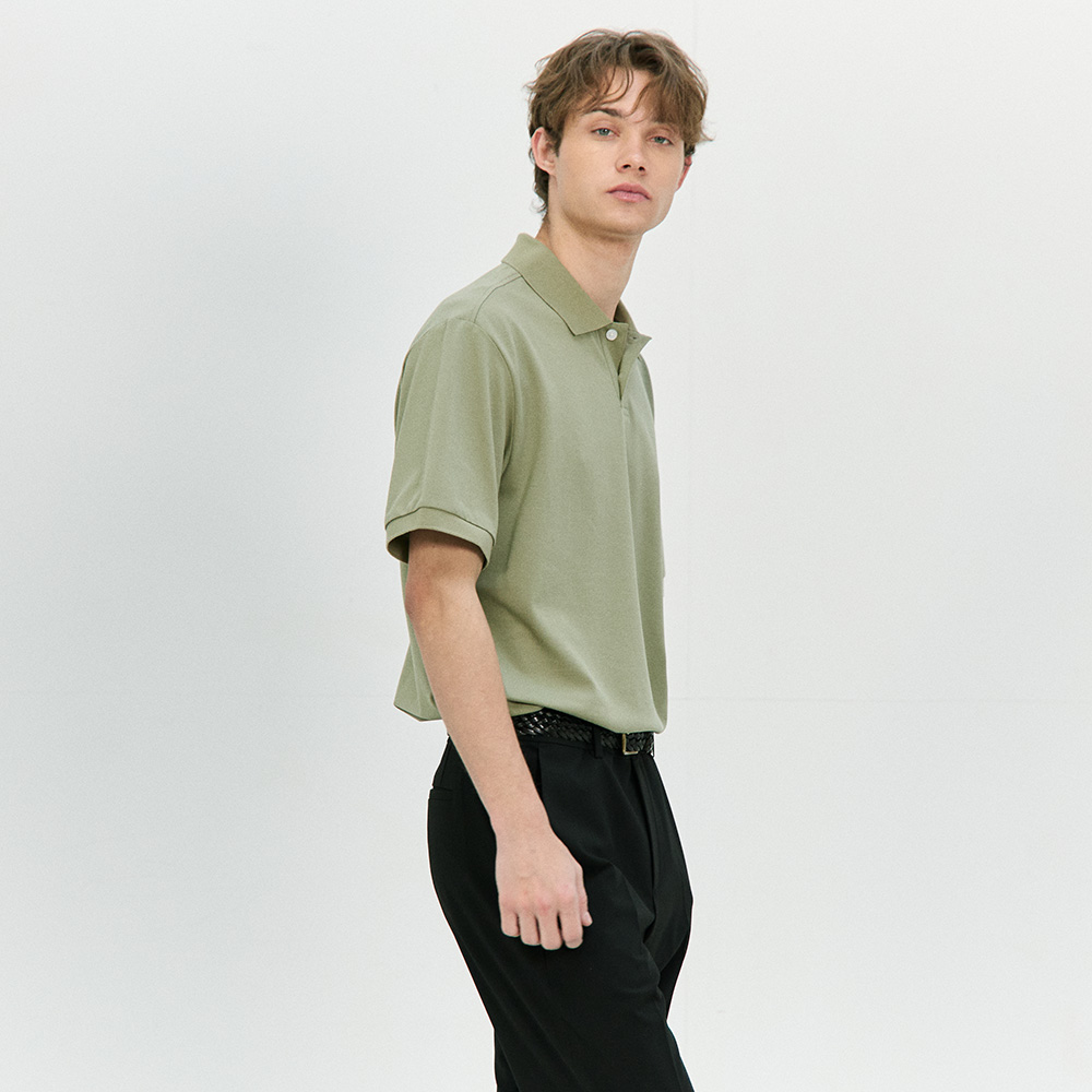 베이직하우스 세미 오버핏 피케 폴로티 이미지 3