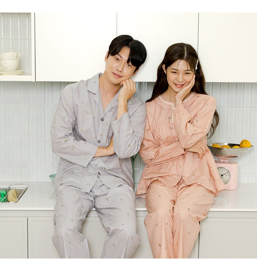 마누아 국내산 60수 고밀도 면100 남녀긴팔 파자마세트 1927 5927 - 상품 이미지