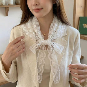 레이스 플라워 커치프 삼각 두건 망사 시스루 스카프 헤어 반다나 보넷 헤... 솔직 후기 | 실사용자 리뷰 분석 - 상품 이미지 3