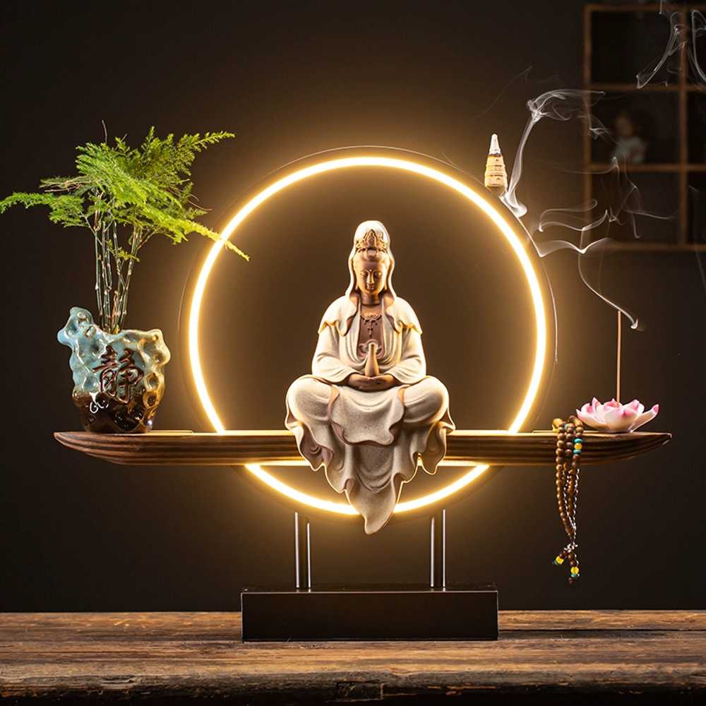 천수관음 LED 가정용 보살 조명 용 선물 나무관세음보살 - 상세 이미지 2