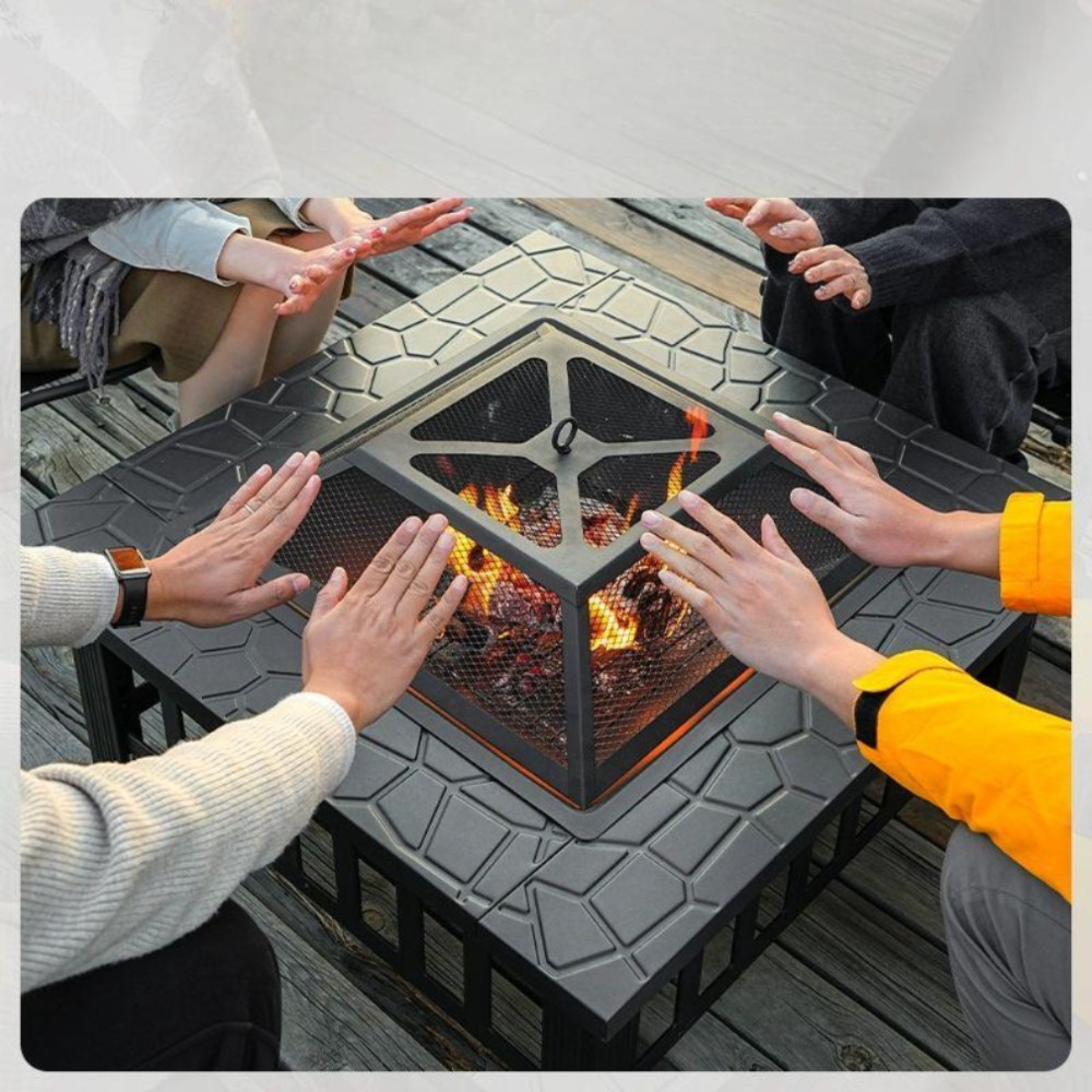 신형 화로대 테이블 바베큐 숯불 그릴 실내외 가정용 캠핑용 메탈 보호 커버 - 상품 이미지