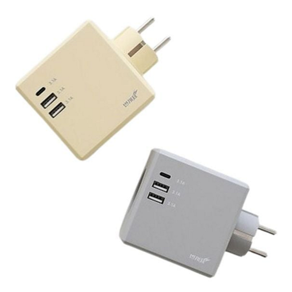 고속 큐브 멀티탭 충전용 플러그형 멀티탭 3구 접지 안전 충전기 충전 USB C 타입 난연 - 상품 이미지