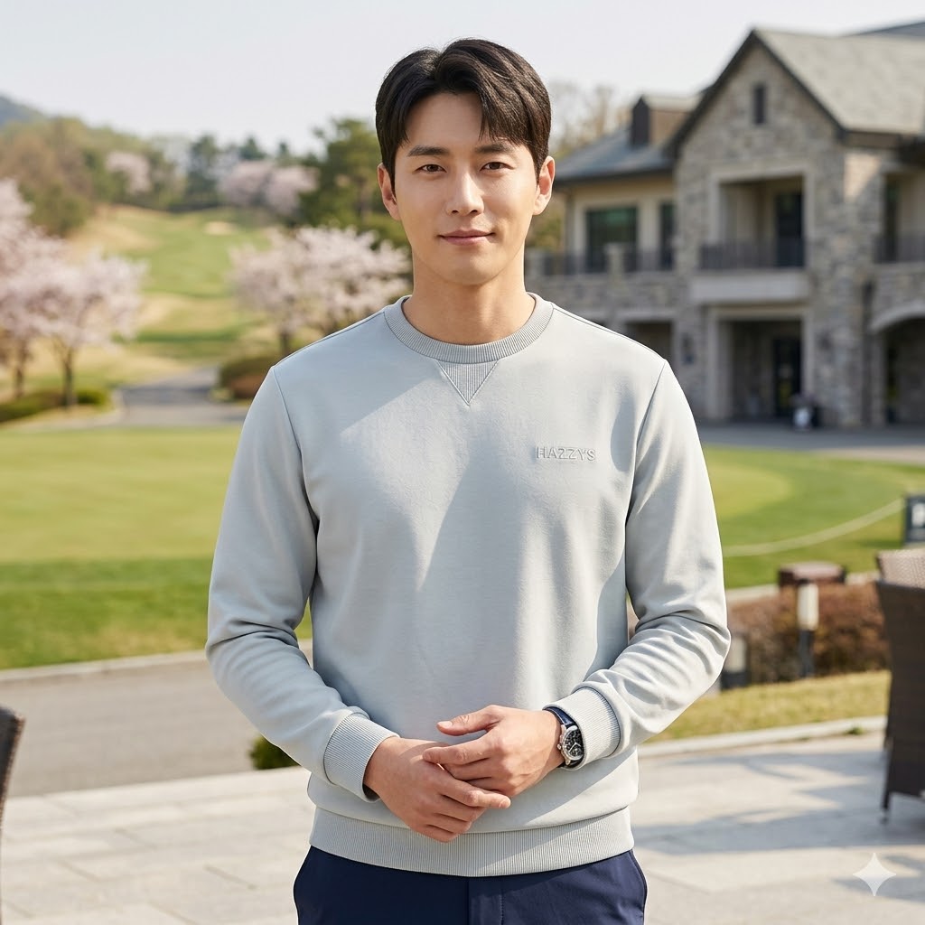 헤지스골프 남자 봄 골프웨어 데일리룩 스판 라운드넥 골프 티셔츠 - 상품 이미지