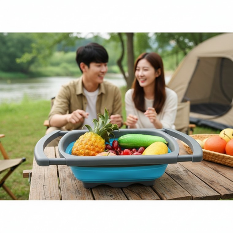 캠핑용 접이식 싱크대 차박 이동식 세면대 야외 간이 개수대 세트 - 상품 이미지