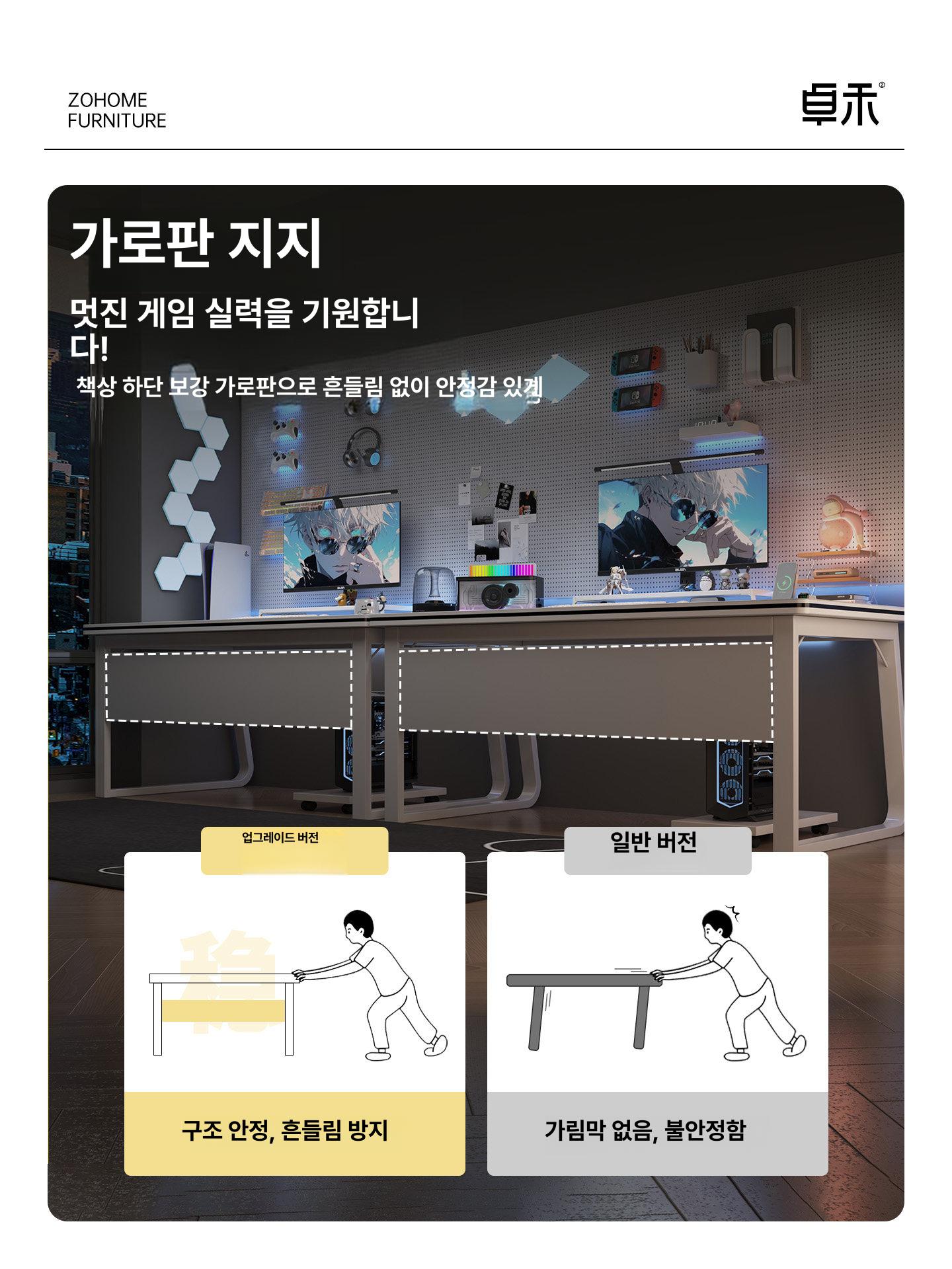 컴퓨터 책상 게이밍 데스크 모니터 사무용 가구 오피스 공부방 테이블 - 상세 이미지 5