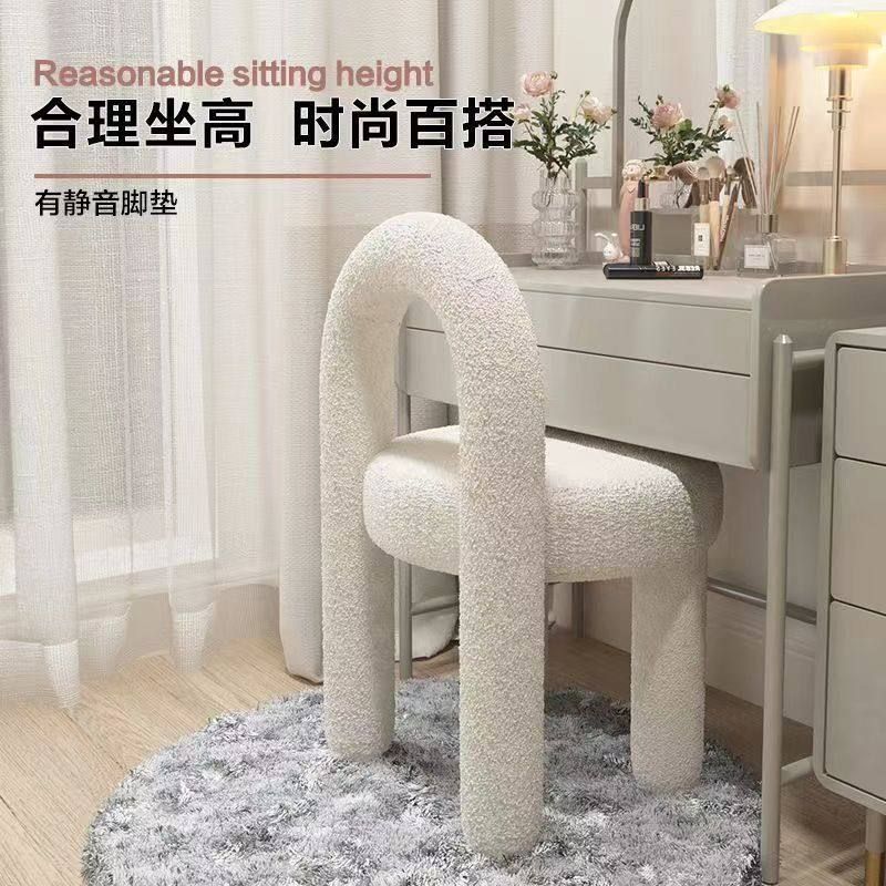 메이크업 화장대의자 양털 스툴 등받이 쿠션 침실 핸들리스 드레싱체어 - 상세 이미지 3
