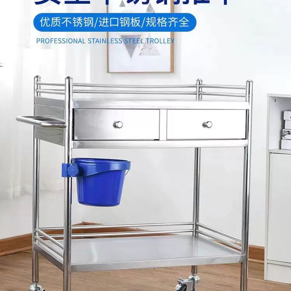 미용 웨건카트 병원용 스테인리스 이동식 수납함 의료기기 트롤리 - 상세 이미지 3