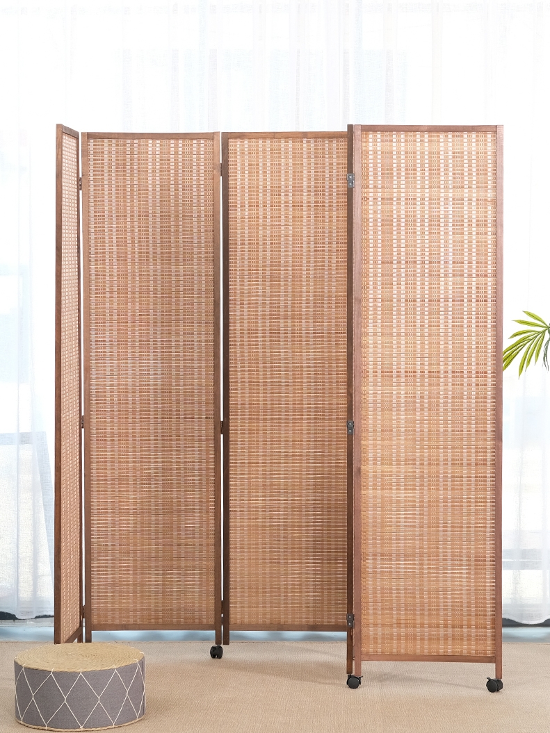 바퀴달린 파티션 대나무 접이식 공간분리 가벽 가림막 1.5m x 40cm (5단) - 상세 이미지 2