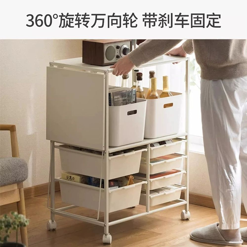 확장형 렌지대 주방 수납장 이동식 선반 트롤리 폴딩 슬라이딩 조리대 - 상세 이미지 2