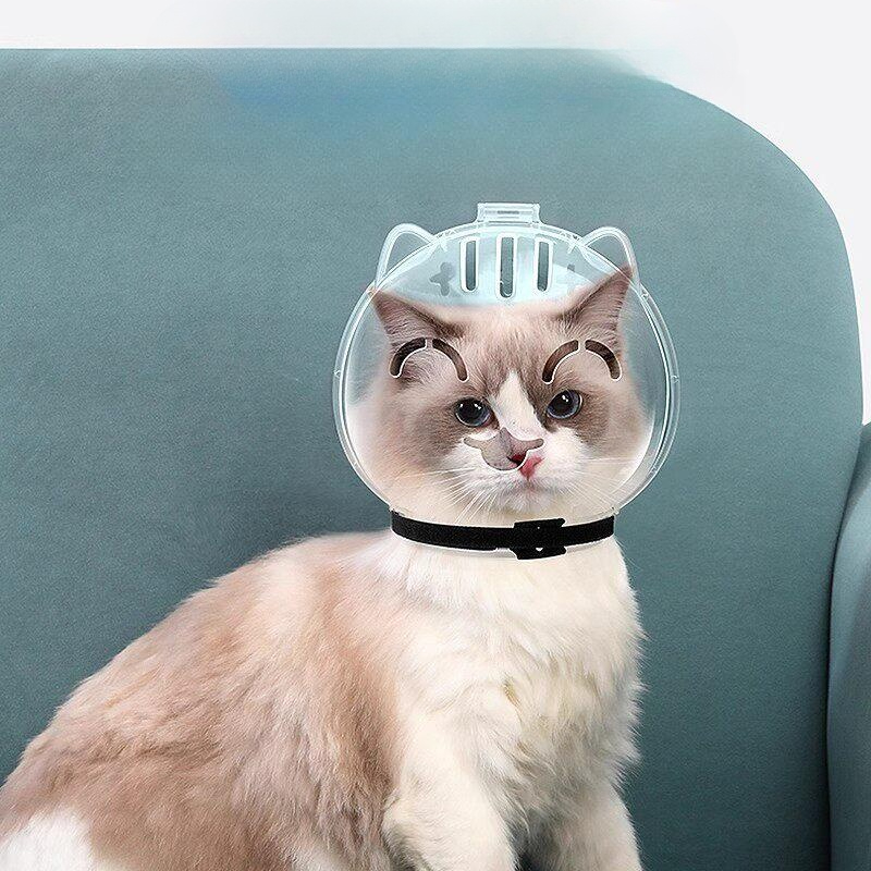 고양이 울음방지 기어 커버 입막이 중형 고양이 귀 우주 머리 M 1.5-5kg - 상품 이미지