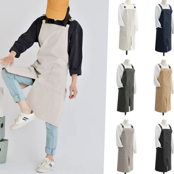 원피스형 앞치마 데일리 앞트임 앞치마 코튼 포켓 요리 주방 - 상품 이미지