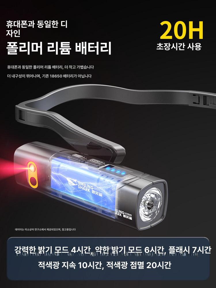 초경량 밝은 귀걸이형 헤드램프 휴대용 머리띠랜턴 아웃도어 탐험 캠핑 초장시간 사용 - 상세 이미지 4