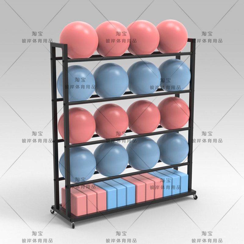 필라테스 거치대 짐볼 요가 수납 정리함 5단 바퀴 검정 소도구 매트 - 상세 이미지 2