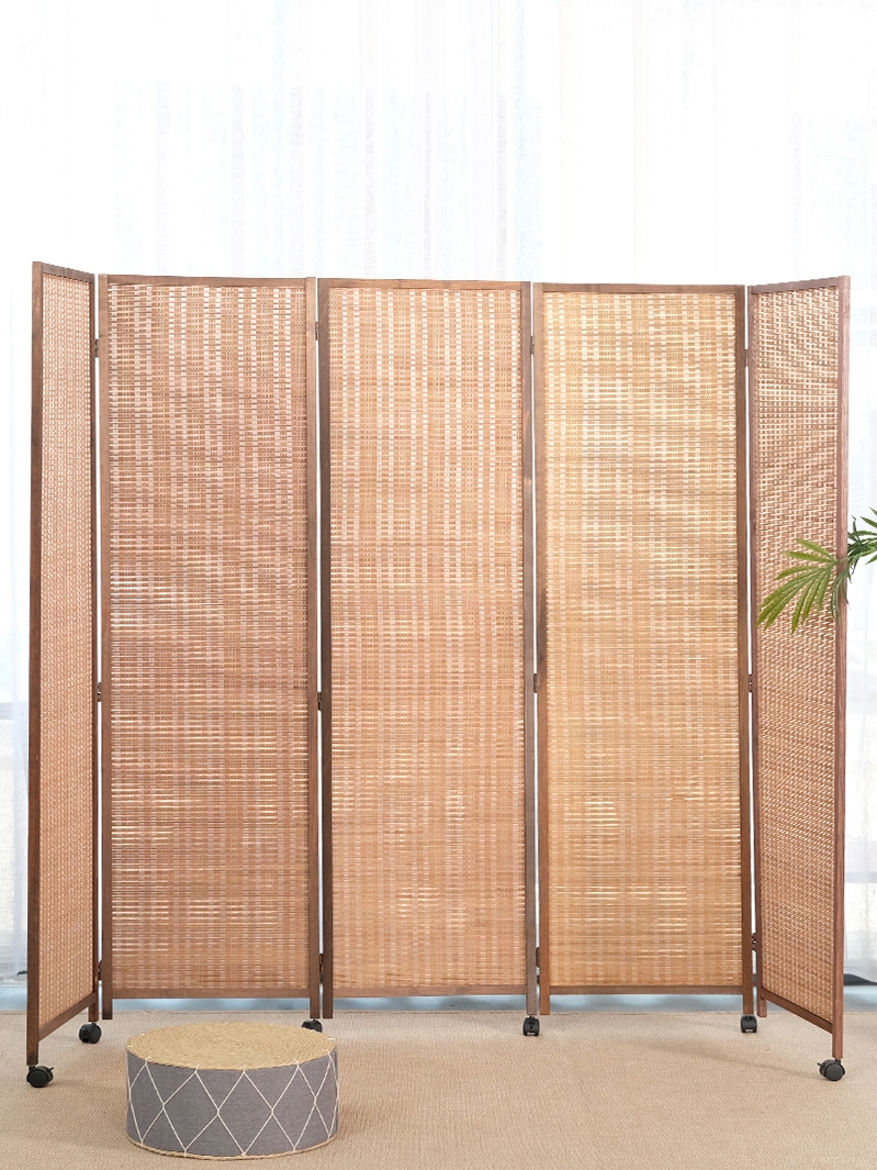 바퀴달린 파티션 대나무 접이식 공간분리 가벽 가림막 1.5m x 40cm (5단) - 상세 이미지 4