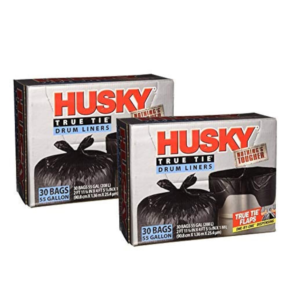 Husky HKK55030B 트루 타이 55갤런 드럼 30개 (2팩) 라이너, - 상품 이미지