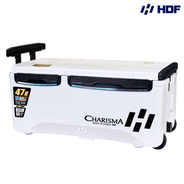 해동 카리스마 아이스박스 낚시쿨러 캐리어 바퀴형 대형 아박 캐리쿨러 47L, 화이트 BK(블랙) - 상품 이미지