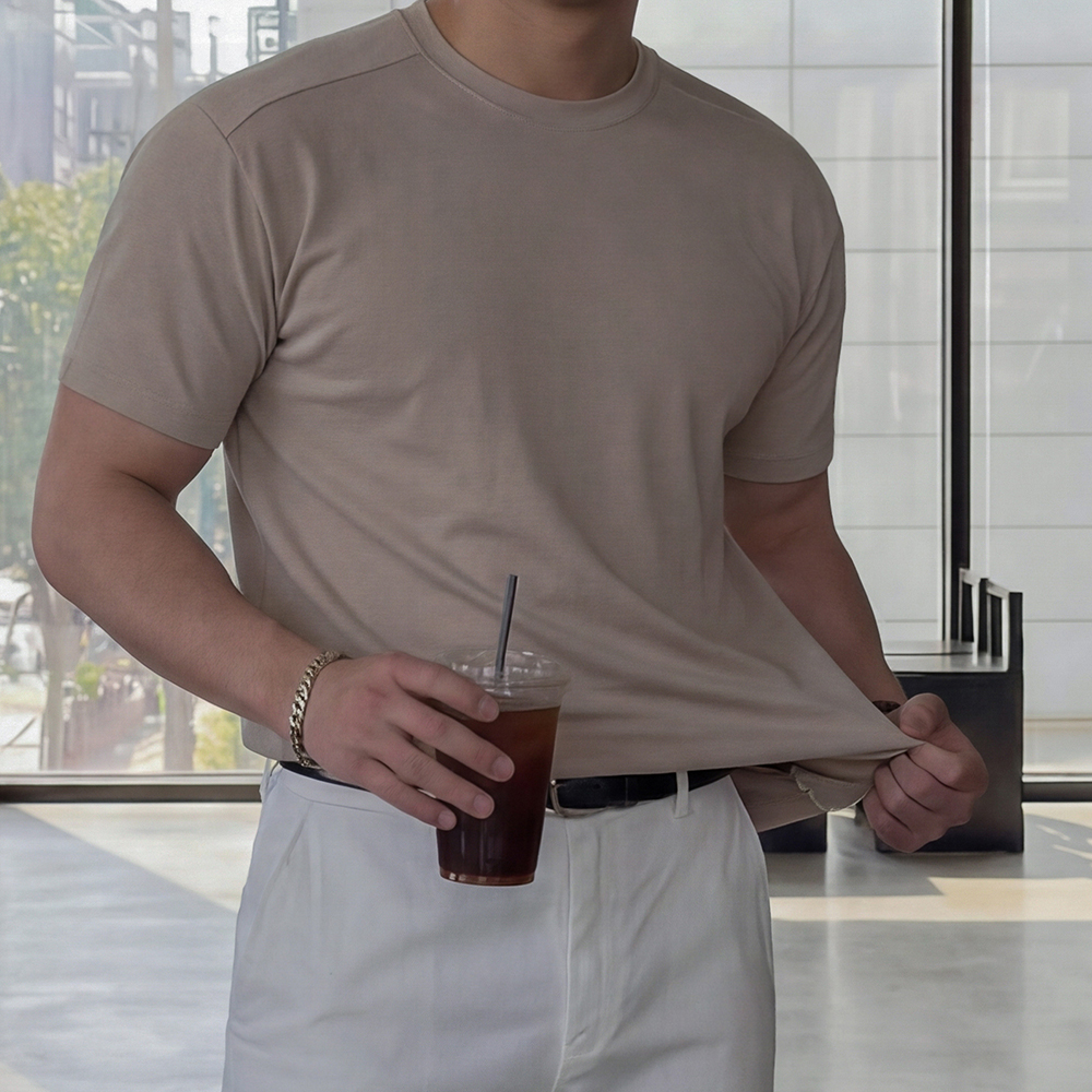 1+1 머슬핏반팔 짐웨어 흰티 흰색면티 남자흰색반팔티 - 상세 이미지 4
