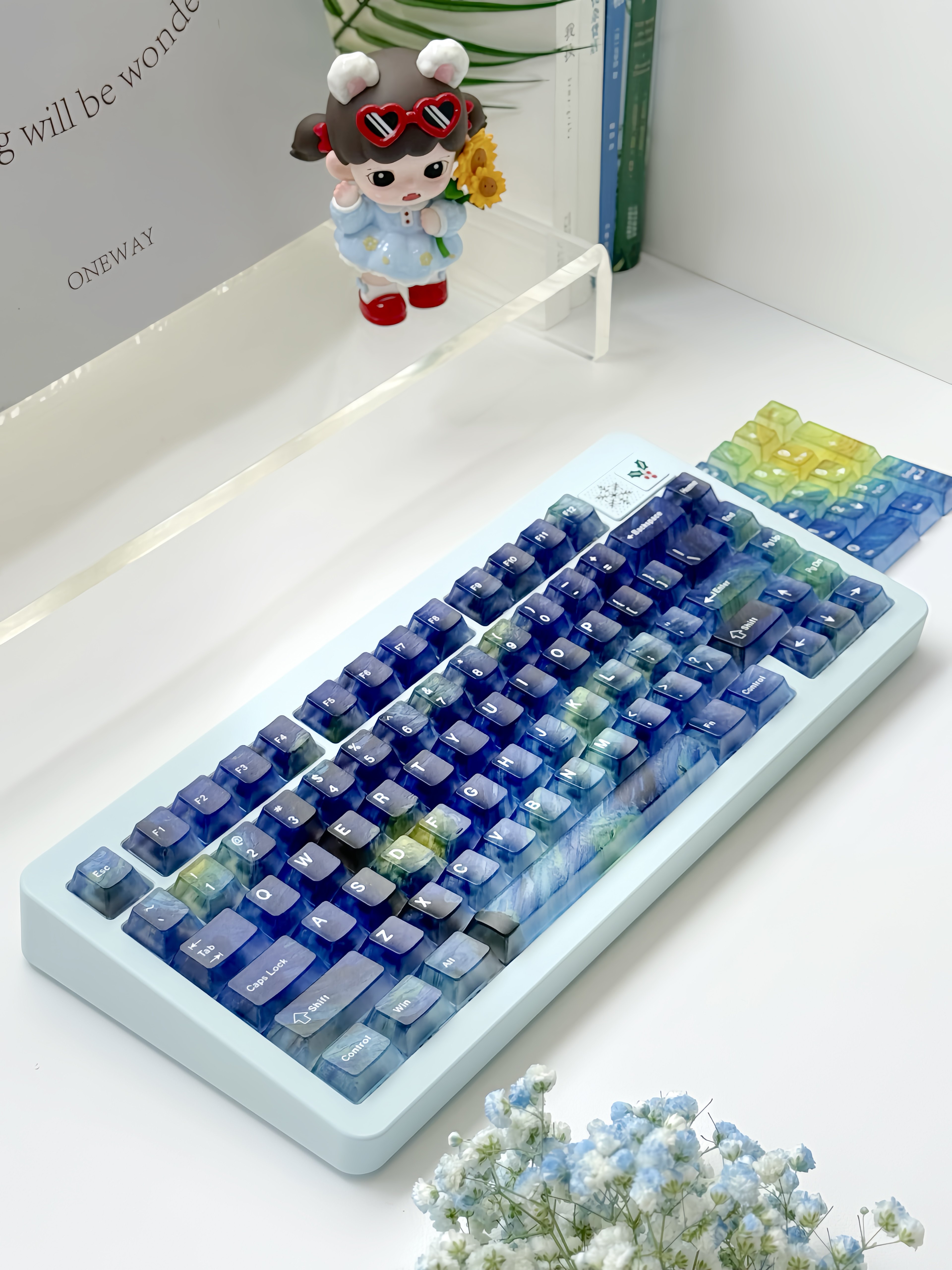 별이 빛나는 밤 그라데이션 반 고흐 키캡 Cherry PC 반투명 염료승화 명화 - 상세 이미지 5