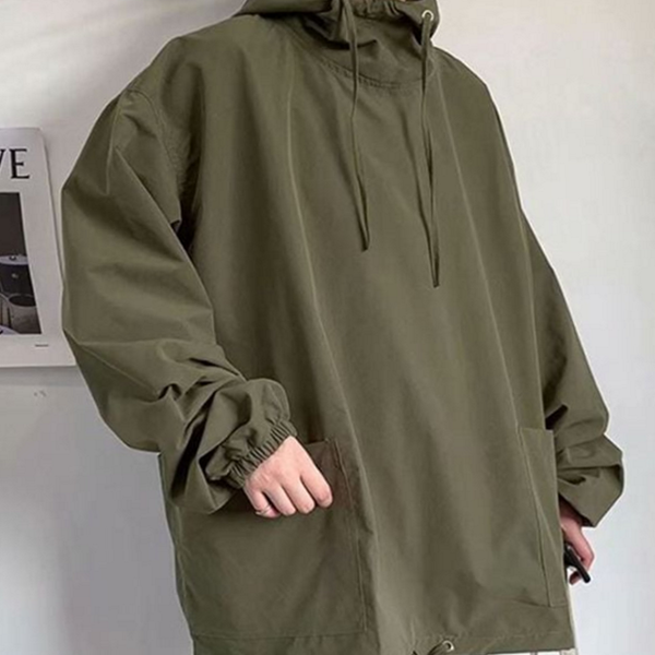 간절기 바람막이 후드 오버핏 남성 아노락 점퍼 캐주얼 가을 티 오버사이즈 아웃도어 루즈핏 - 상품 이미지