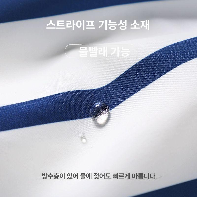 수영복 반바지 남성 서핑 비치 웨어 스트라이프 스윔 블루 앤 화이트 스트라이프 S - 상세 이미지 2