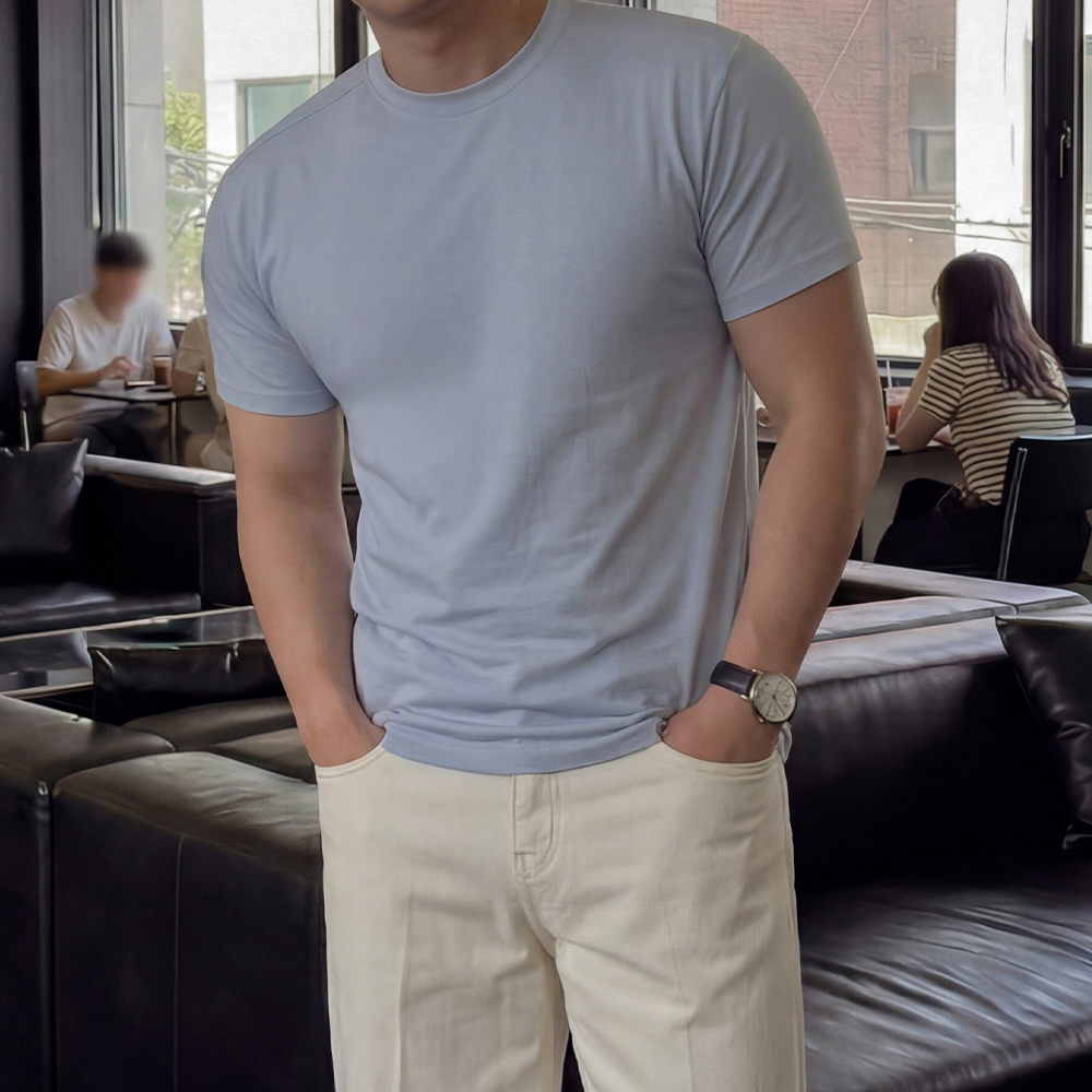 1+1 머슬핏반팔 짐웨어 흰티 흰색면티 남자흰색반팔티 이미지 6