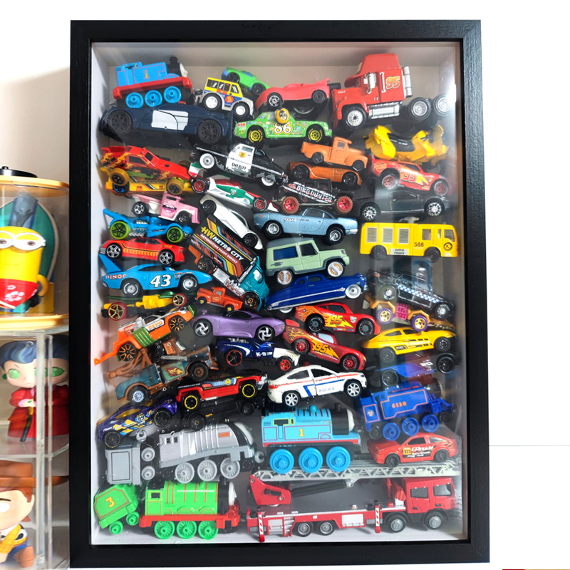액자 입체 중공 미니카 DIY 모형 수납 전시용 구조 스퀘어 내추럴 우드 [42x42cm] 중공 5cm (자동차 미포함) 화이트 카드지 - 상세 이미지 5